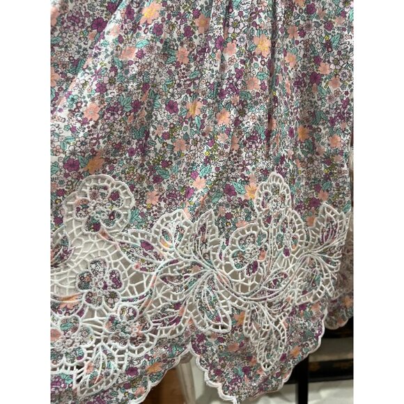 Zimmermann $798 Carnaby Floral-Print Broderie Linen Mini Dress Size 0 Petite - Picture 5 of 7